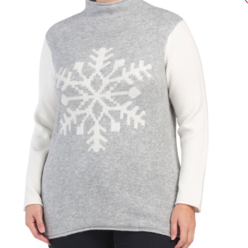 Cupcakes & Cashmere Plus Size Grey Snowflake Sweater Size 1X